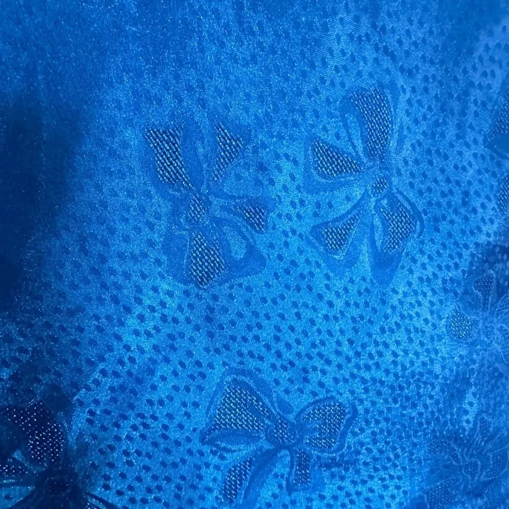 Vintage 80s 90s Sears Camisole Sz M Shiny Satin Blue Bows Coquette - Picture 2 of 5